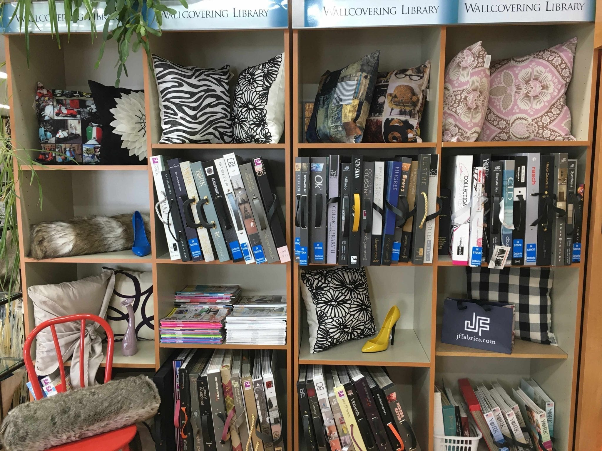 A variety of items showed in the wallcovering library